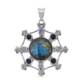 Sajen Silver- Labradorit, Regenbogen Mondstein und Iolith Anhänger - 20,68 ct.