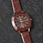 Strada - Elegante Damen-Uhr, PU-Leder Armband, wasserdicht, Japanisches Uhrwerk, Dunkelbraun