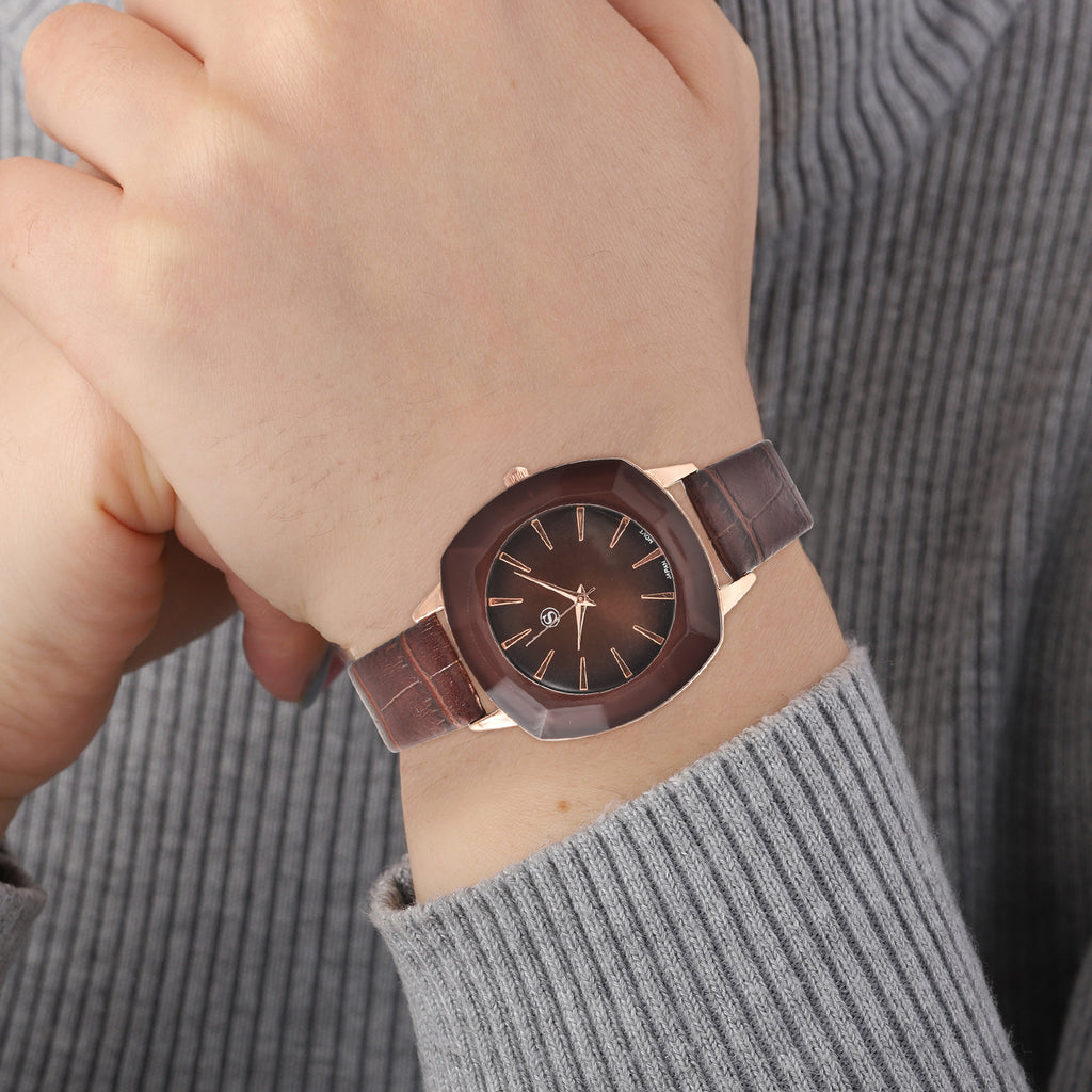 Strada - Elegante Damen-Uhr, PU-Leder Armband, wasserdicht, Japanisches Uhrwerk, Dunkelbraun