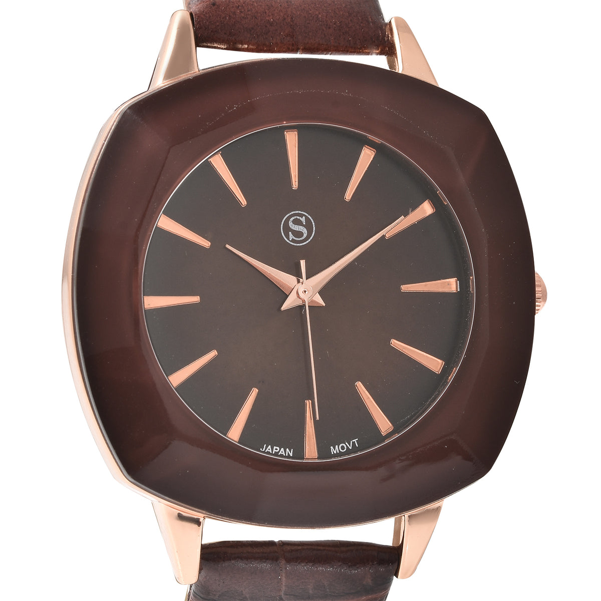 Strada - Elegante Damen-Uhr, PU-Leder Armband, wasserdicht, Japanisches Uhrwerk, Dunkelbraun