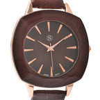 Strada - Elegante Damen-Uhr, PU-Leder Armband, wasserdicht, Japanisches Uhrwerk, Dunkelbraun