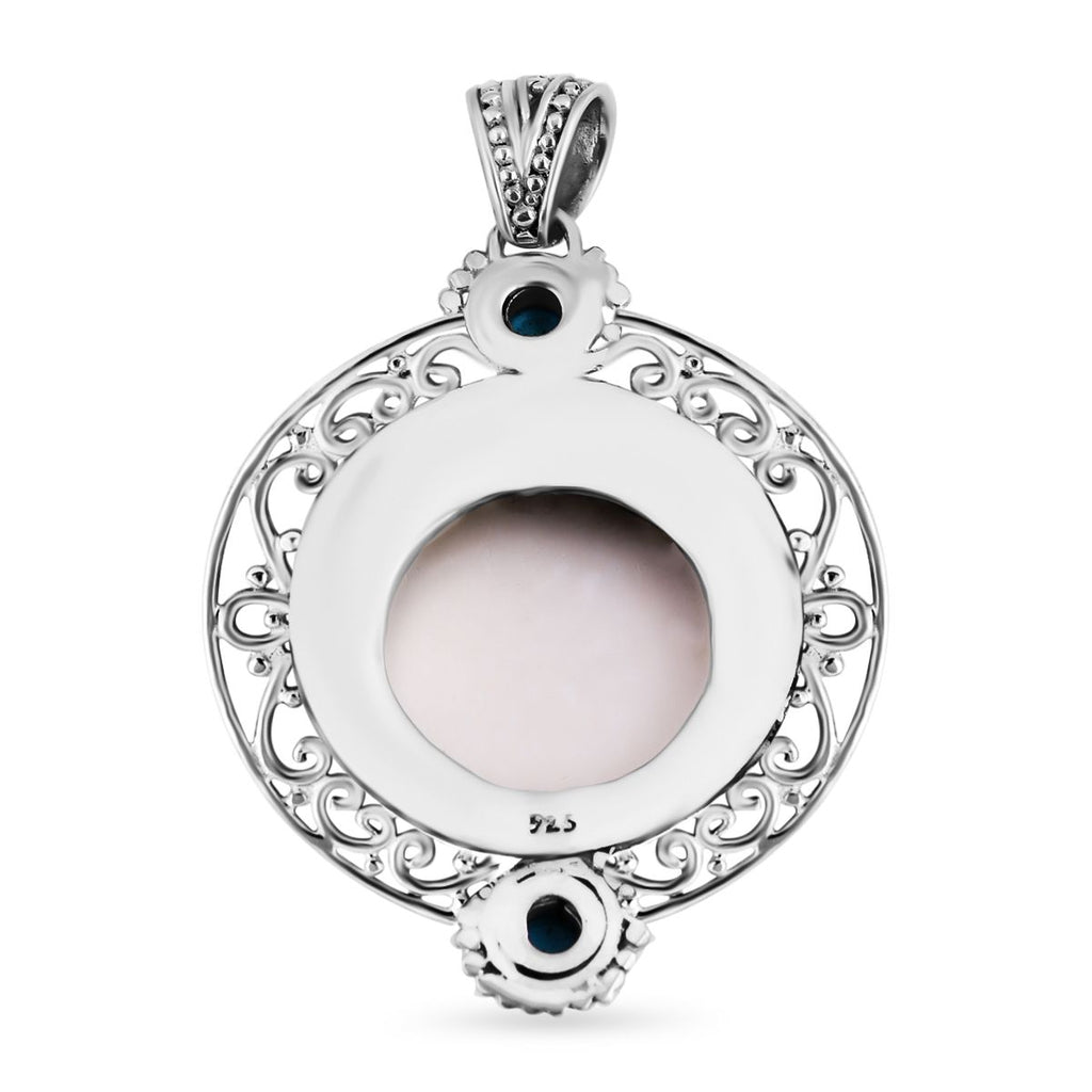 Royal Bali - Sleeping Beauty Türkis, Ochse Knochen Anhänger, 925 Silber ca. 0.61 ct