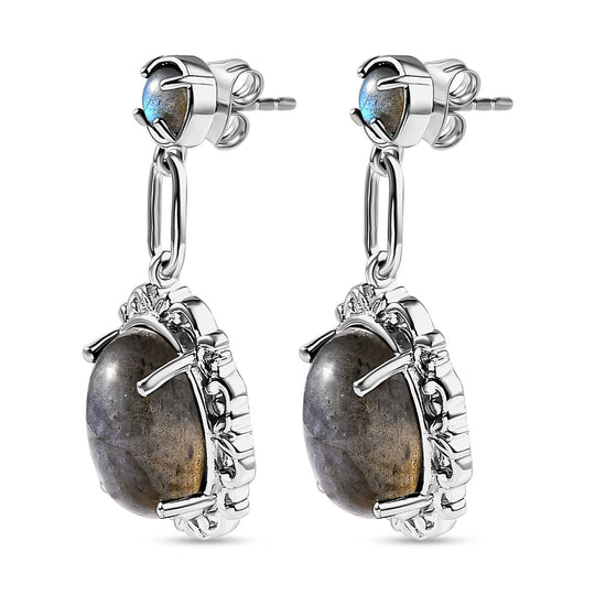 Labradorit Ohrringe Reines Messing platiniert ca. 17.33 ct