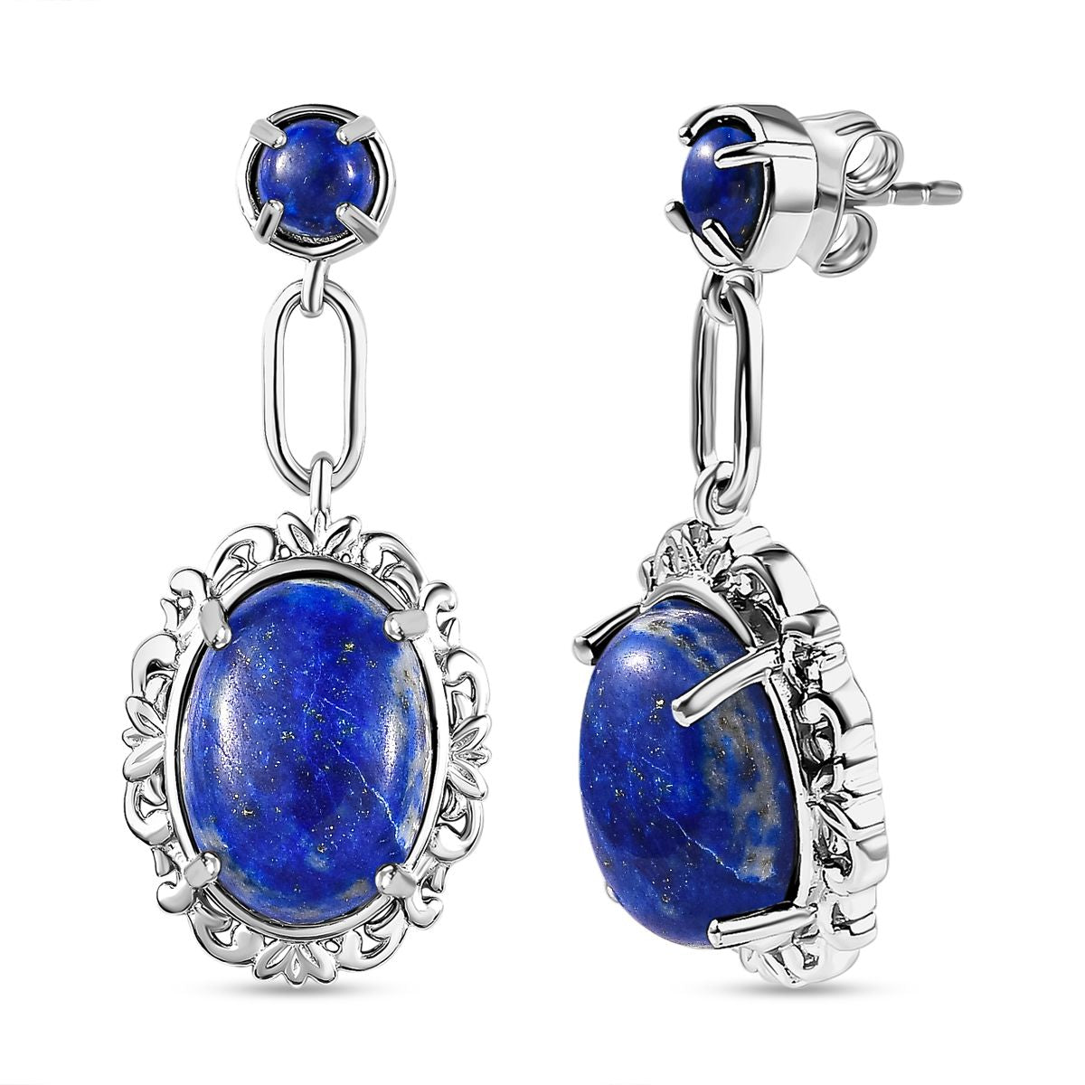 Lapislazuli Ohrringe, platiniert, ca. 14.58 ct