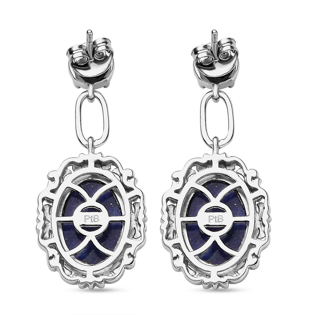 Lapislazuli Ohrringe, platiniert, ca. 14.58 ct