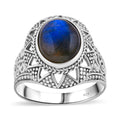 Labradorit Ring 925 Silber (Größe 16.00) ca. 6,35 ct