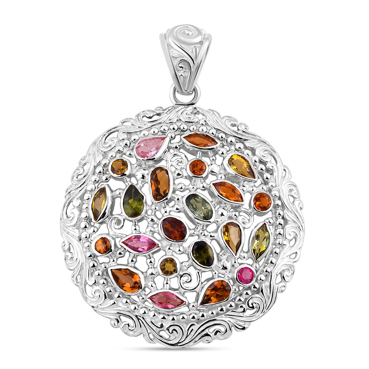 Mehrfarbig-Turmalin Anhänger 925 Silber ca. 3,35 ct.