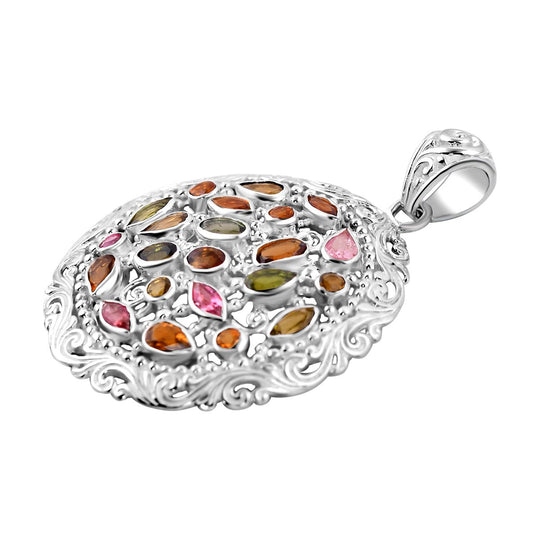 Mehrfarbig-Turmalin Anhänger 925 Silber ca. 3,35 ct.
