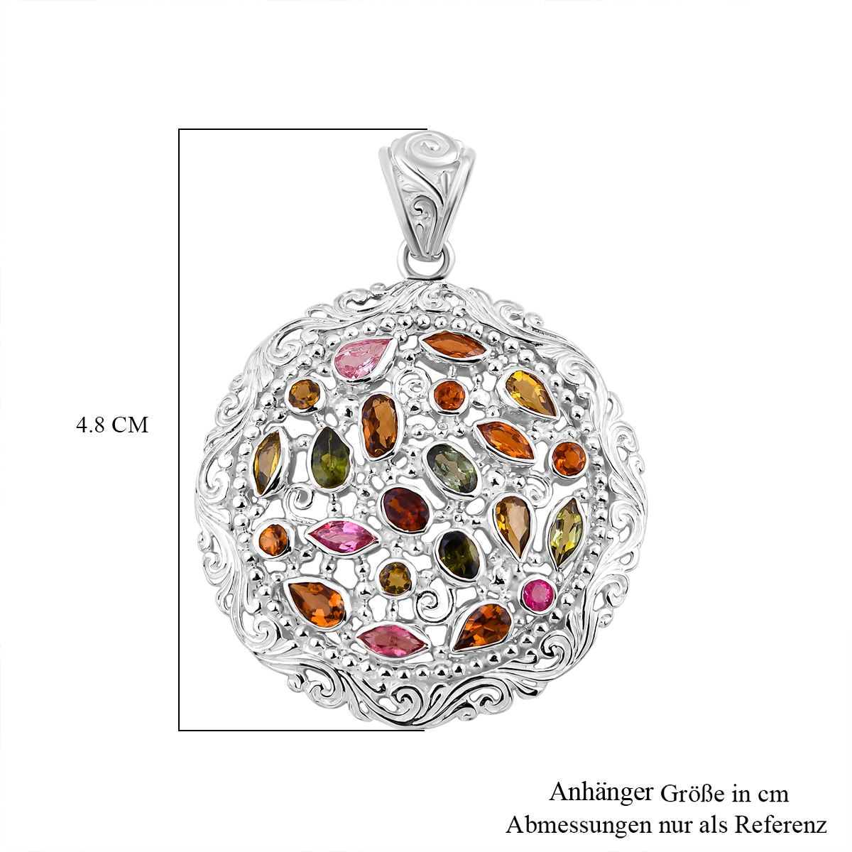 Mehrfarbig-Turmalin Anhänger 925 Silber ca. 3,35 ct.