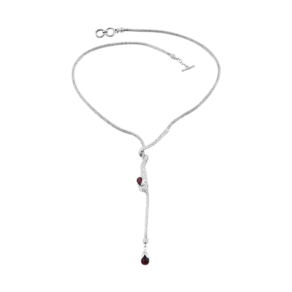 Roter Granat Halskette ca. 45 cm 925 Silber ca. 5,48 ct.