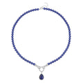 Weiße und rote Kristall, Lapislazuli und blaue Muschelkernperle 50+5cm Halskette