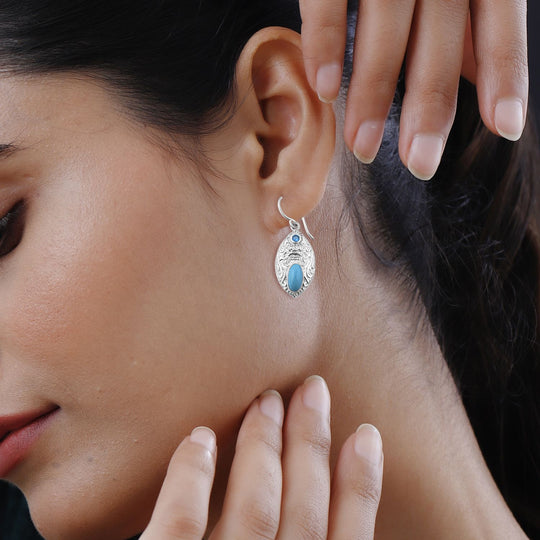 AA Sleeping Beauty Türkis, Neon Apatit Ohrringe 925 Silber ca. 2,85 ct.