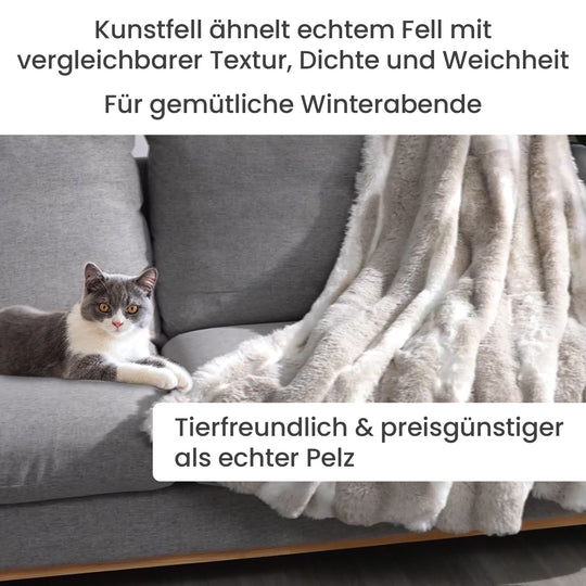 Deluxe Weiche Doppelseitige Kunstfell-Decke, 150x200cm, braun