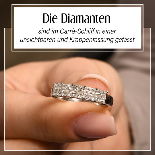 RHAPSODY - Weißer Diamant zertifiziert VS E-G Ring, 950 Platin, (Größe 19.00) ca. 1.06 ct