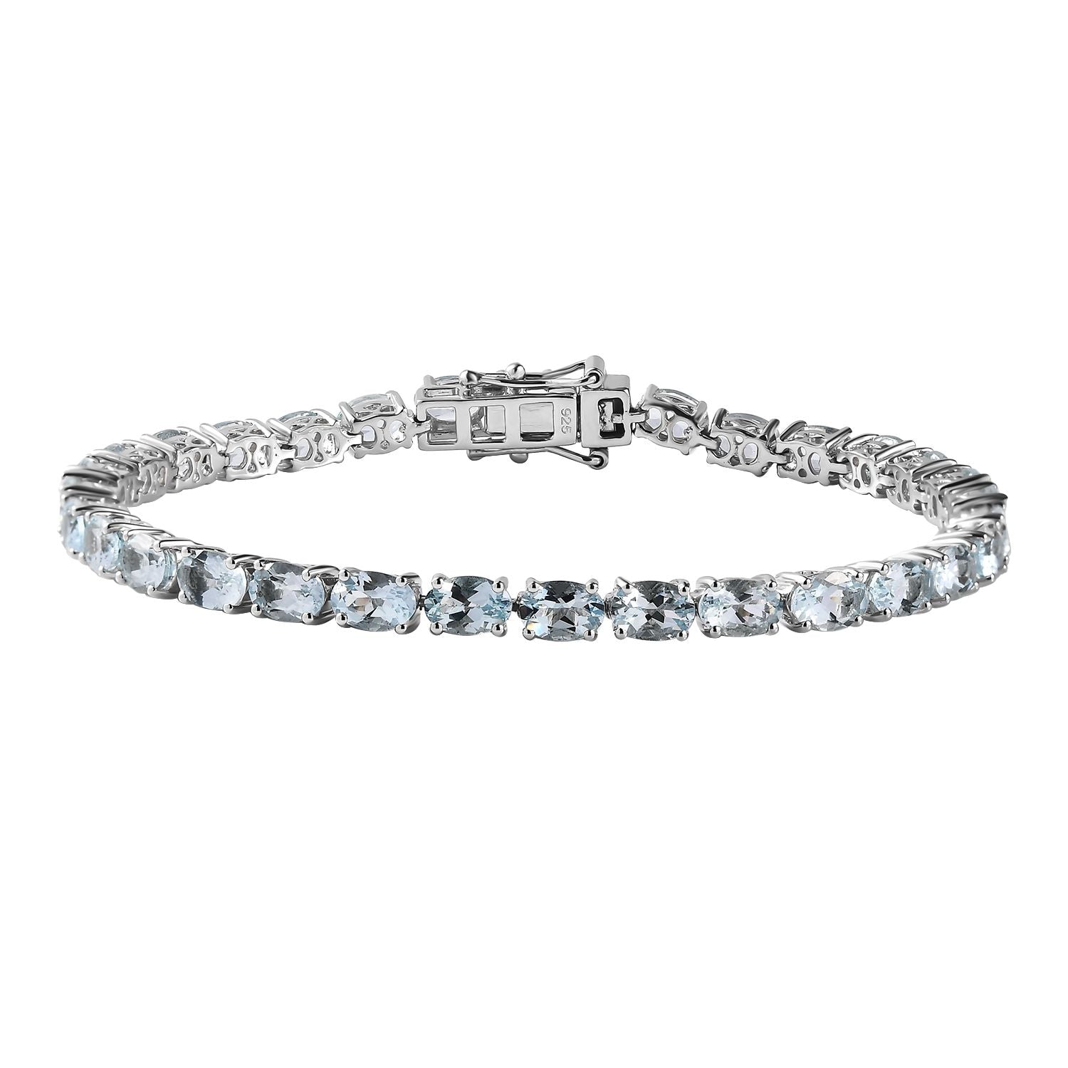 AA Aquamarin Armband ca. 19 cm 925 Silber platiniert ca. 13,39 ct.