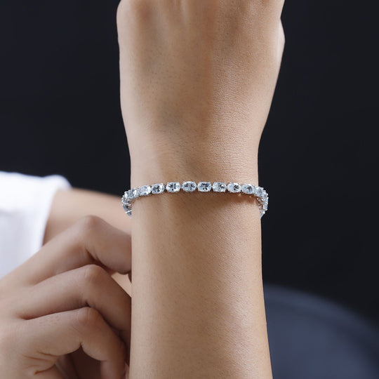 AA Aquamarin Armband ca. 19 cm 925 Silber platiniert ca. 13,39 ct.