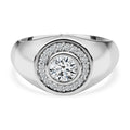 Moissanit Cluster Ring, 925 Silber platiniert, (Größe 16.00) ca. 0.53 ct