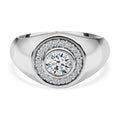 Moissanit Cluster Ring, 925 Silber platiniert, (Größe 17.00) ca. 0.53 ct