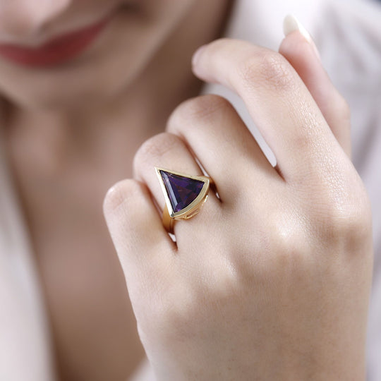 Afrikanischer Amethyst Ring, 925 Silber Gelbgold Vermeil ca. 5.65 ct