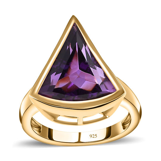 Afrikanischer Amethyst Ring, 925 Silber Gelbgold Vermeil ca. 5.65 ct