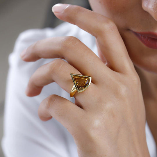 Citrin Ring, 925 Silber Gelbgold Vermeil, ca. 5.59 ct