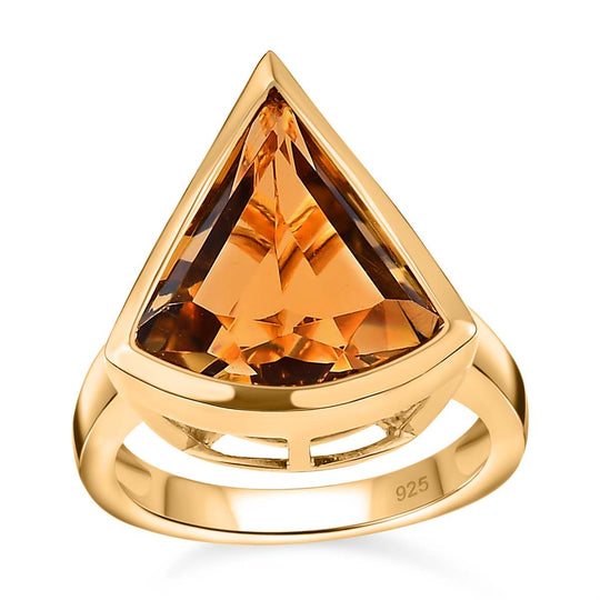 Citrin Ring, 925 Silber Gelbgold Vermeil, ca. 5.59 ct