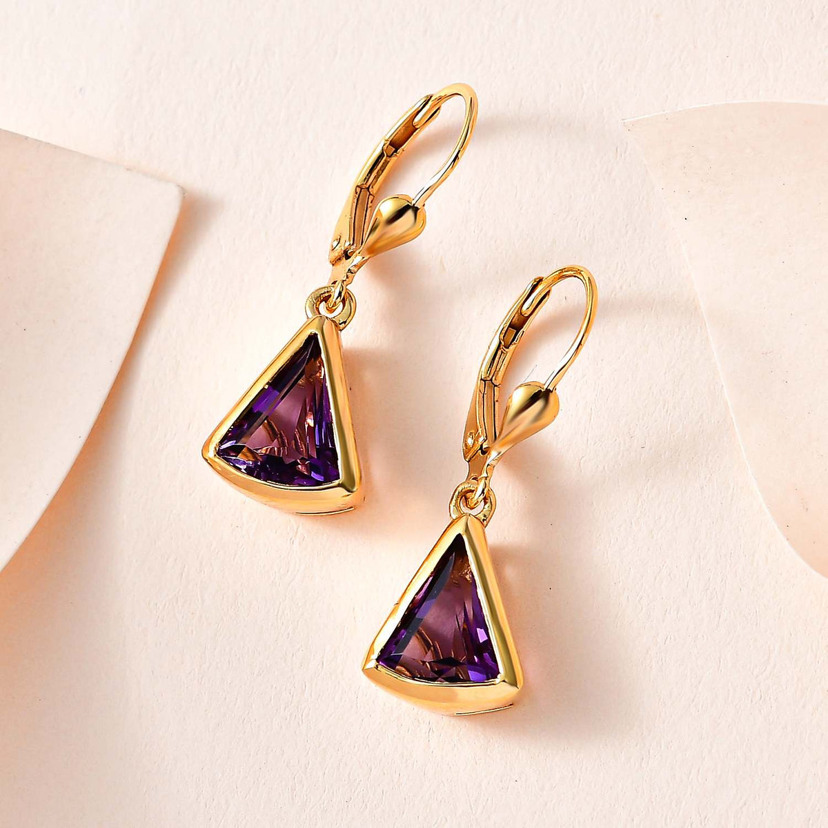 Afrikanischer Amethyst Ohrringe, 925 Silber Gelbgold Vermeil ca. 3.45 ct