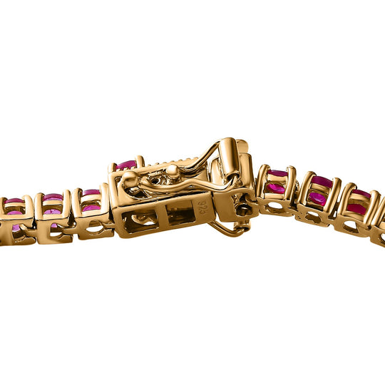 Afrikanischer Rubin (Fissure gefüllt) Armband, ca. 18 cm, 925 Silber vergoldet ca. 9.05 ct