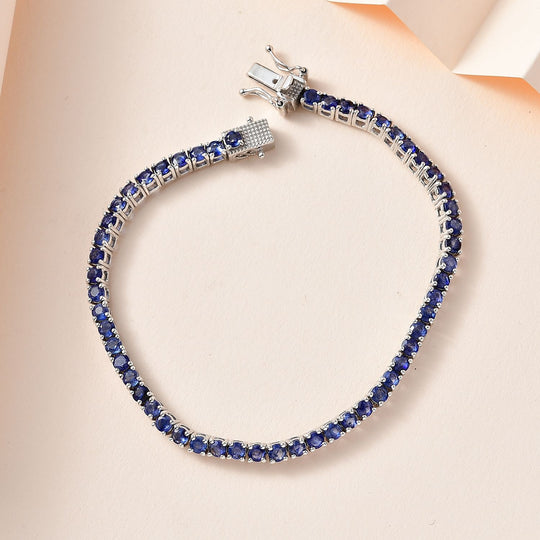 Masoala Saphir (Fissure gefüllt) Armband ca. 20 cm 925 Silber platiniert ca. 9.34 ct