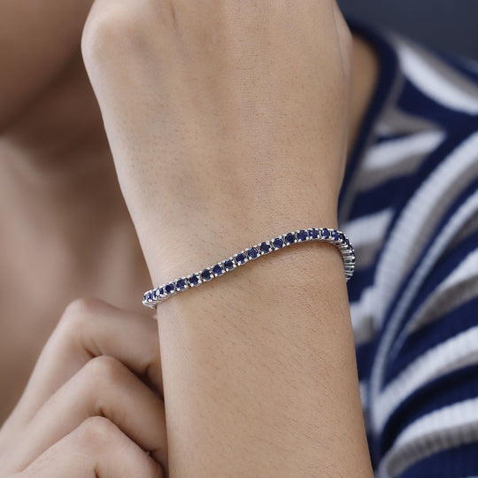 Masoala Saphir (Fissure gefüllt) Armband ca. 20 cm 925 Silber platiniert ca. 9.34 ct