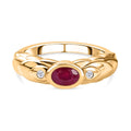 Afrikanischer Rubin (Fissure gefüllt), weißer Zirkon Ring, 925 Silber vergoldet (Größe 21.00) ca. 0.73 ct