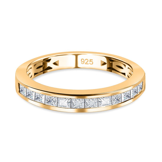 Moissanit Ring, 925 Silber Gelbgold Vermeil (Größe 20.00) ca. 0.54 ct
