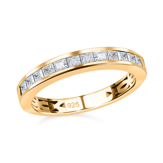 Moissanit Ring, 925 Silber Gelbgold Vermeil (Größe 20.00) ca. 0.54 ct