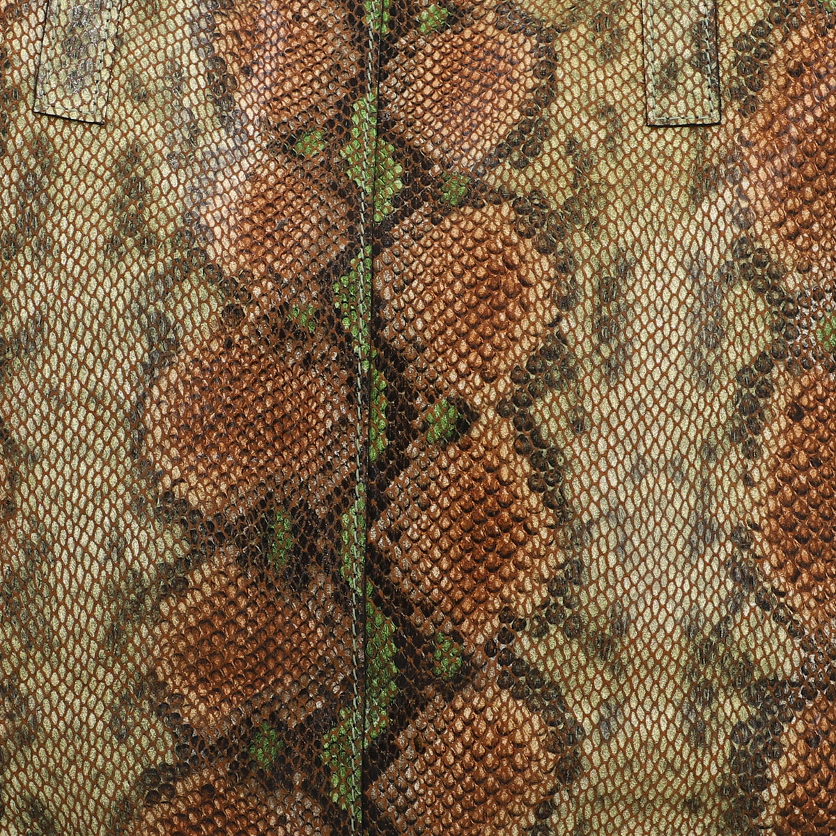 100% Genuine Leather Tote Bag Theme: Snake foil Print Color: Green & Brown Size: 9.65 x 6.88 x 3.14 inches