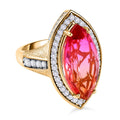 Sunset Triplett Quarz, Weißer Zirkon Ringe 925 Silber Gelbgold Vermeil (Größe 17.00) ca. 9.22 ct