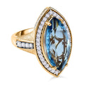 Paraiba Blau Triplette Quarz, Weißer Zirkon Ring, 925 Silber Gelbgold Vermeil (Größe 17.00) ca. 9.17 ct