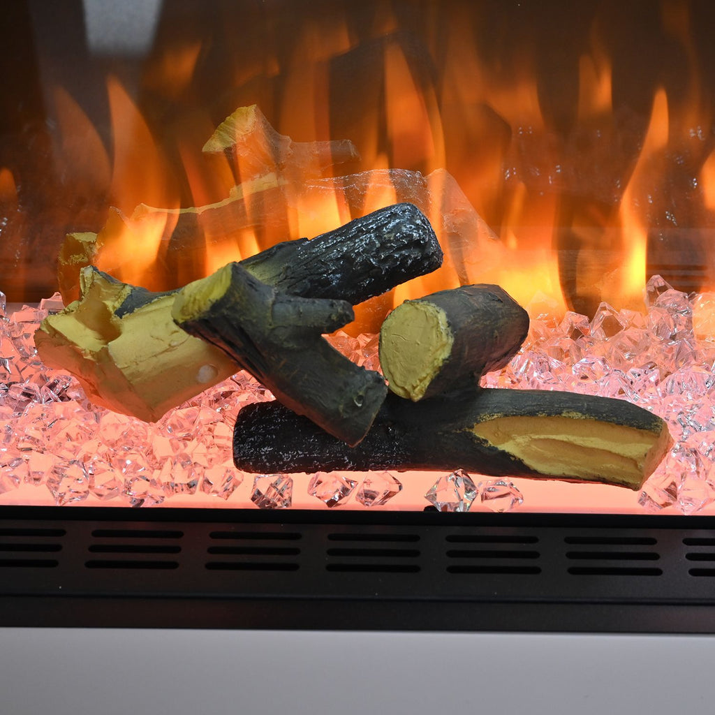 Elektrischer Kamin mit Authentischem Flammenspiel: Flexibel in 2 Heizstufen, 11-stufiger realistischer Flammeneffekt, 3 einstellbare Helligkeitsgrade