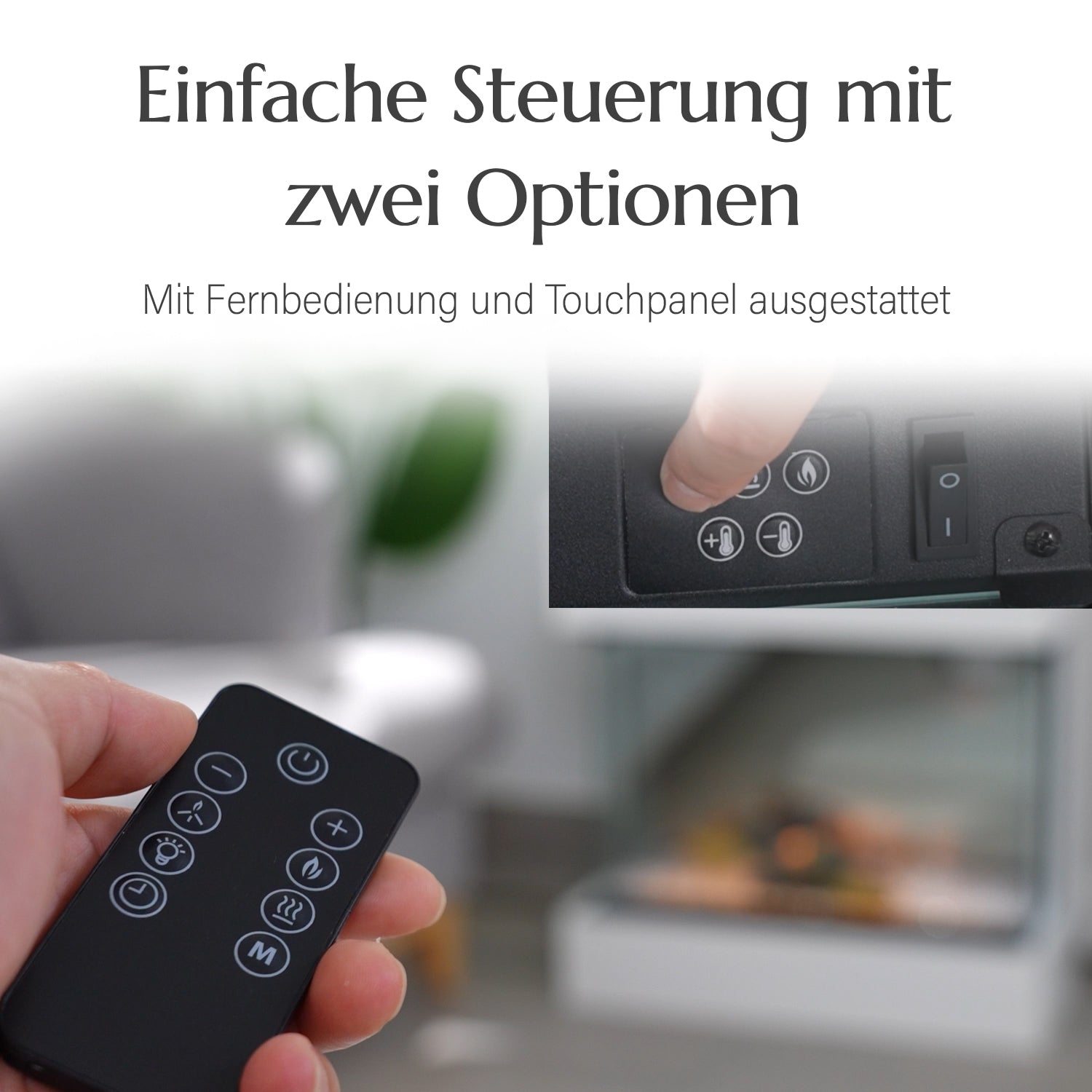 Elektrischer Kamin mit Authentischem Flammenspiel: Flexibel in 2 Heizstufen, 11-stufiger realistischer Flammeneffekt, 3 einstellbare Helligkeitsgrade