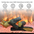 Elektrischer Kamin mit Authentischem Flammenspiel: Flexibel in 2 Heizstufen, 11-stufiger realistischer Flammeneffekt, 3 einstellbare Helligkeitsgrade