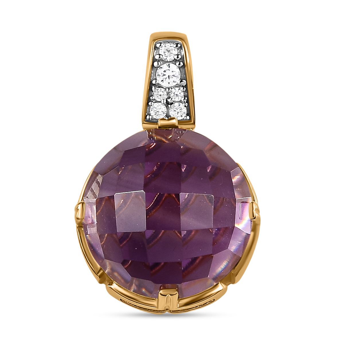 AA Afrikanischer Amethyst, weißer Zirkon Anhänger, 925 Silber vergoldet, ca. 11.09 ct