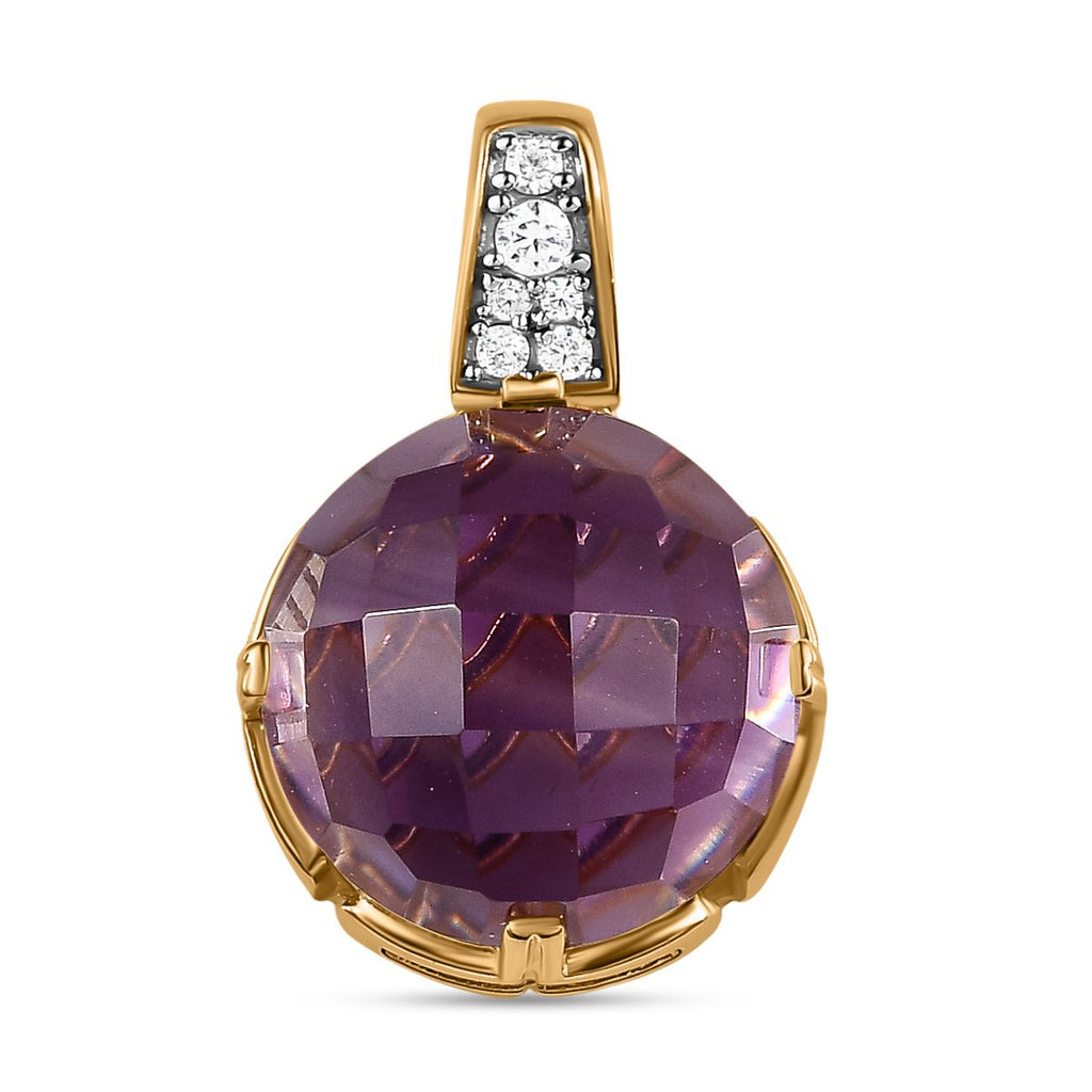AA Afrikanischer Amethyst, weißer Zirkon Anhänger, 925 Silber vergoldet, ca. 11.09 ct