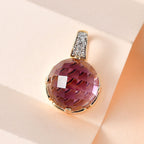 AA Afrikanischer Amethyst, weißer Zirkon Anhänger, 925 Silber vergoldet, ca. 11.09 ct