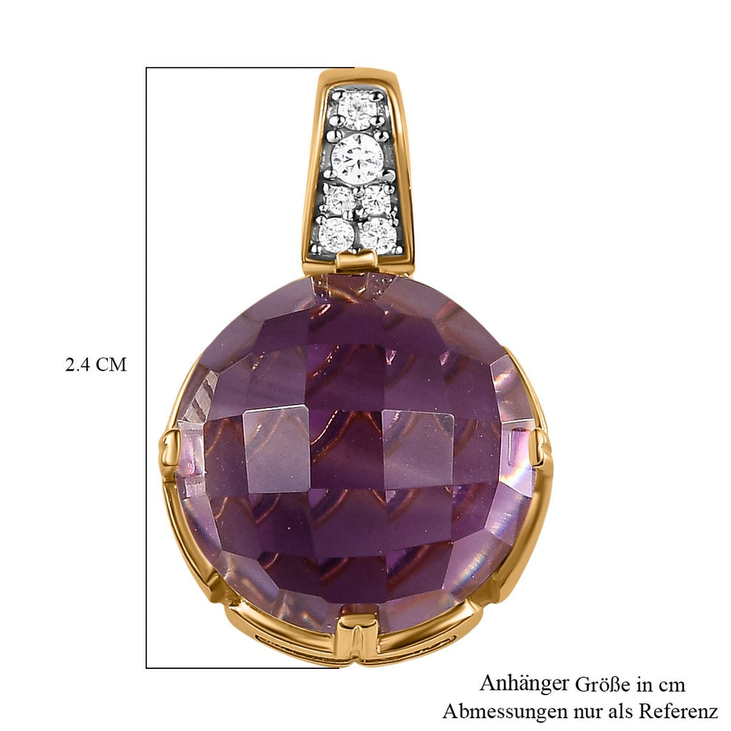 AA Afrikanischer Amethyst, weißer Zirkon Anhänger, 925 Silber vergoldet, ca. 11.09 ct