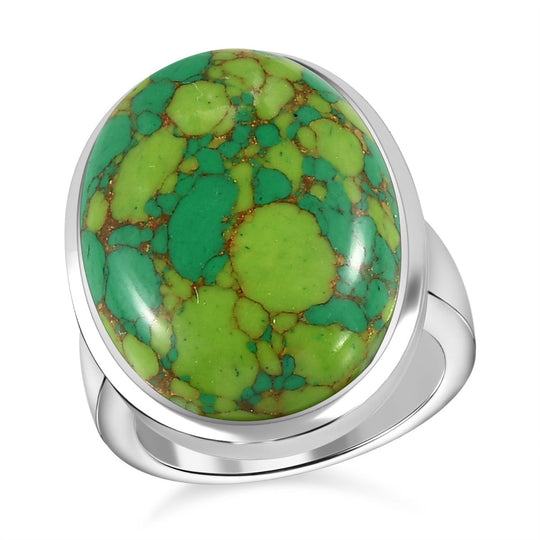 Grünes Türkis Ring, Edelstahl, , ca. 16.17 ct