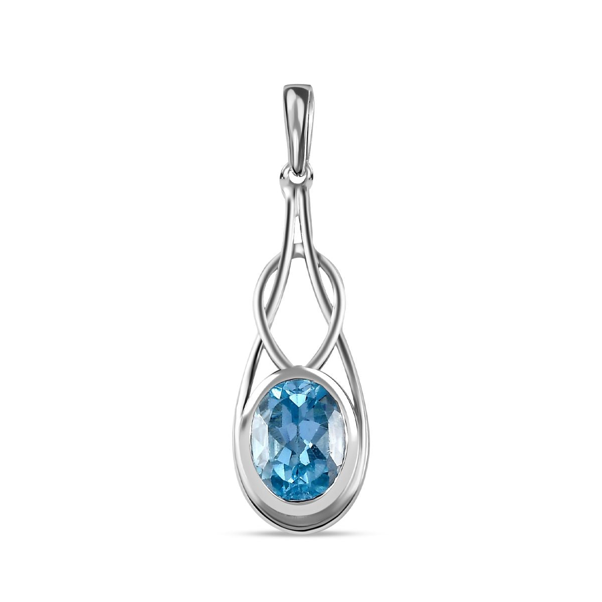 Himmelblauer Topas Anhänger, 925 Silber platiniert, ca. 2.25 ct