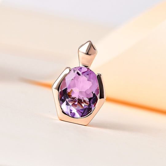 AAA Rose De France Amethyst Anhänger 925 Silber rosévergoldet ca. 2,41 ct.