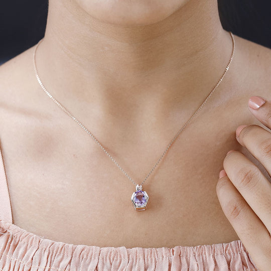 AAA Rose De France Amethyst Anhänger 925 Silber rosévergoldet ca. 2,41 ct.