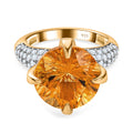 Citrin, Weißer Zirkon Ring, 925 Silber Gelbgold Vermeil, (Größe 16.00) ca. 8.38 ct