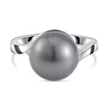 Tahiti Perle ( 11-12  mm ) Moissanit Ring, 925 Silber rhodiniert, (Größe 16.00)