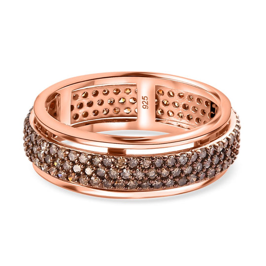 Natürlicher Champagner Diamant P3 Ring 925 Silber Roségold Vermeil (Größe 20.00) ca. 1,00 ct